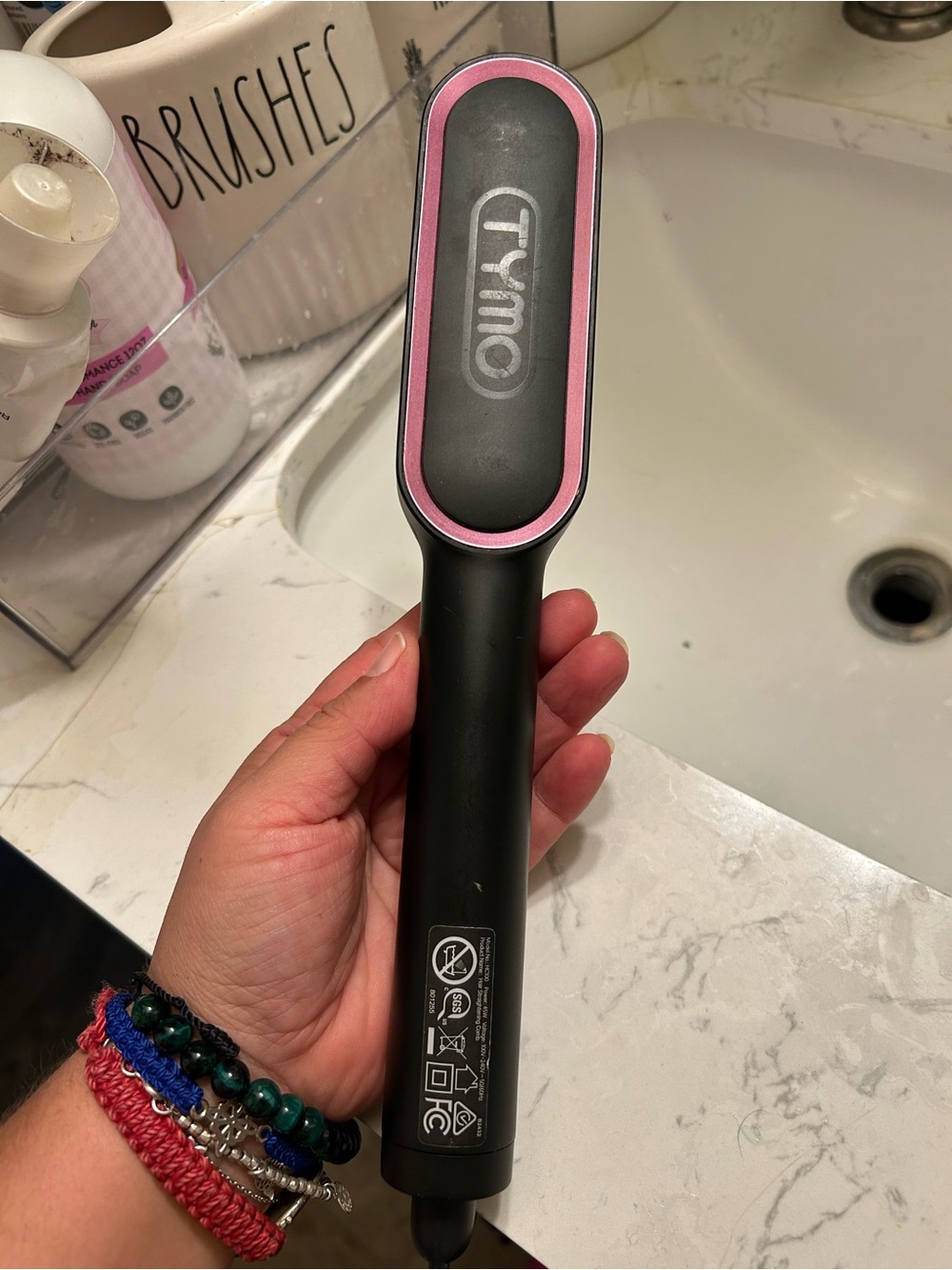 Tymo Kids Hair Brush — Black with Pink Trim